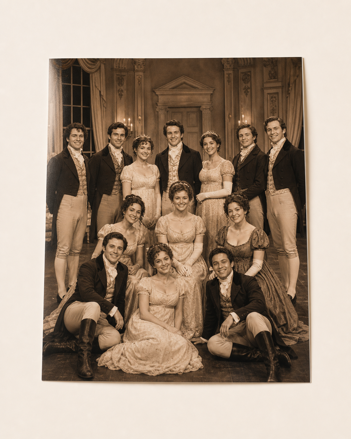 A sepia-toned Emma cast photograph.