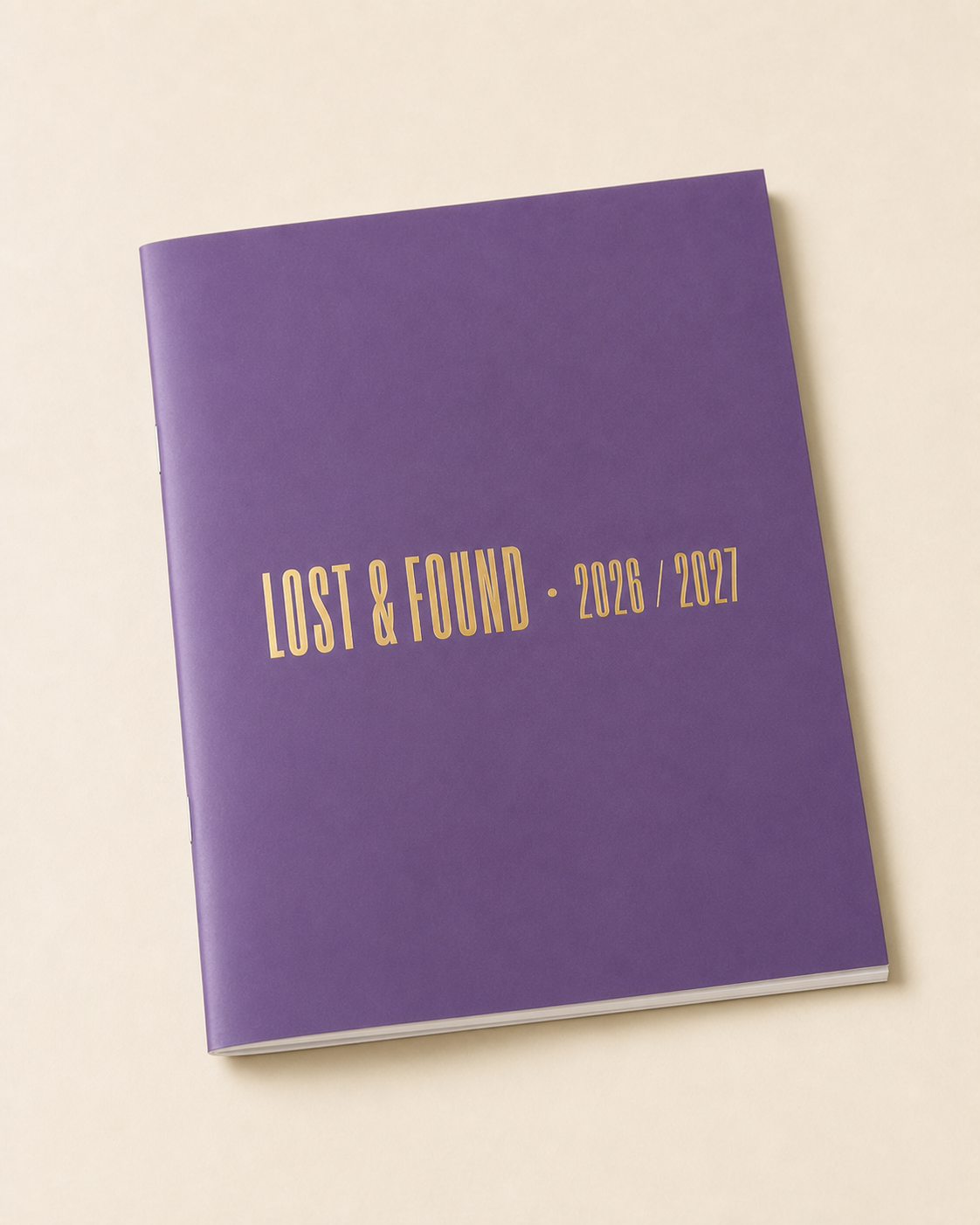 A printed theater program with a deep purple cover reading Lost and Found 2026 / 2027.